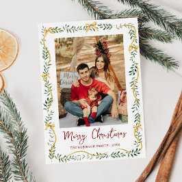 Enkelt foto för Grey & Guld Bows God jul Julkort
