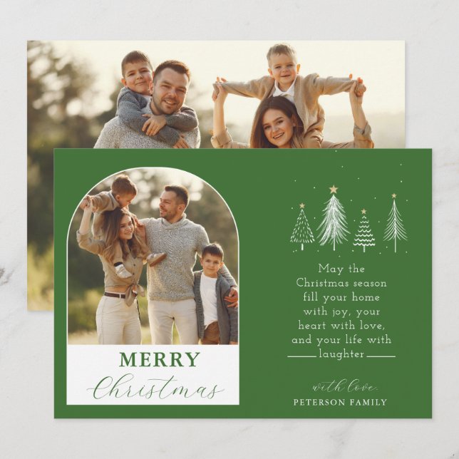 Enkelt foto för Julgran vektorbåge 2 Julkort (Fram/baksida)