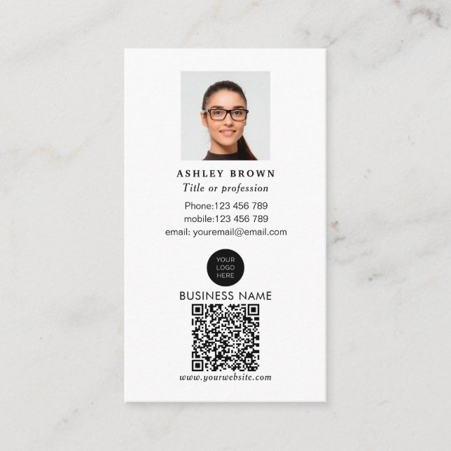 Enkelt foto för professionell av QR-kod i gods Visitkort (Framsida)