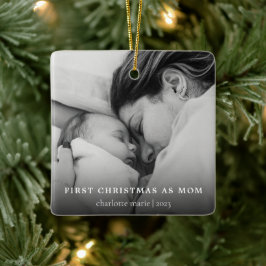Enkelt foto Första jul som Mamma Julgransprydnad Keramik