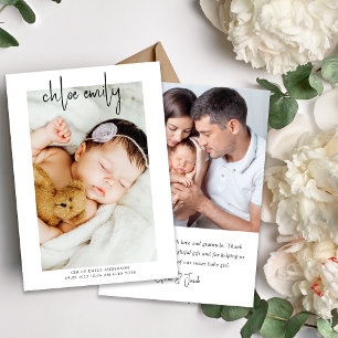 Enkelt foto, handskrivet Nyfödd bebis Meddelande