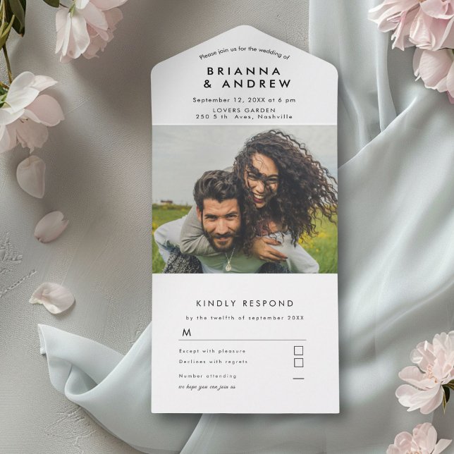 Enkelt foto i Bröllop (Simple Photo All in One Wedding All In One Invitation)
