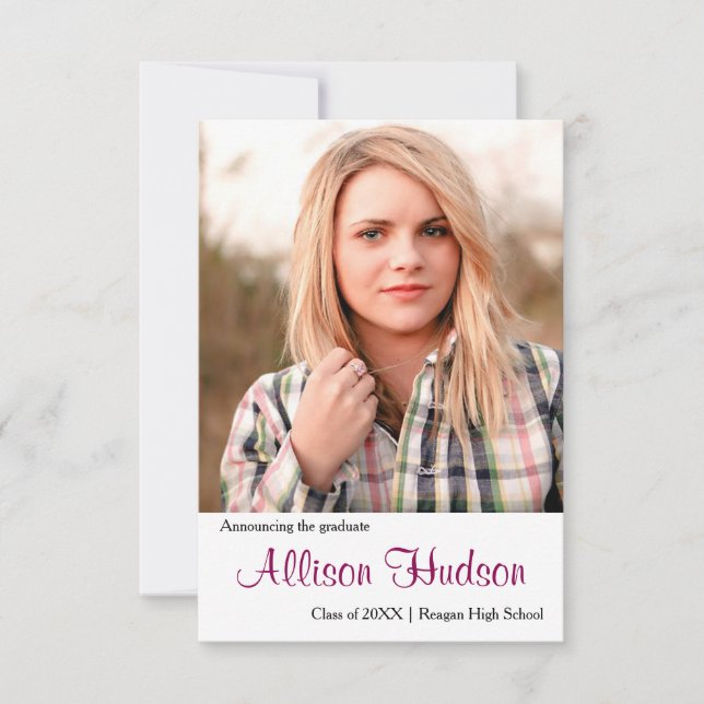 Enkelt foto Lila Namn - 3 × 5 Grad-meddelande Inbjudningar (Framsida)