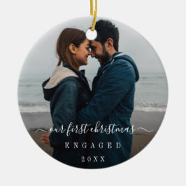 Enkelt foto med Elegant vår första julklapp Julgransprydnad Keramik