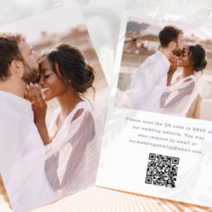 Enkelt foto med Osa QR-kod Blue Bröllop Inbjudningar