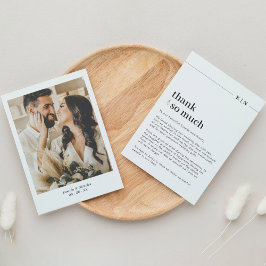 Enkelt foto Monogram Bröllop Tack Kort