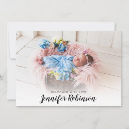Enkelt foto Nyfödd Baby Tillkännagivande för födel Meddelande