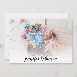 Enkelt foto Nyfödd Baby Tillkännagivande för födel Meddelande