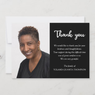 Enkelt fotobereavement-minnesmärke för begravnings tack kort