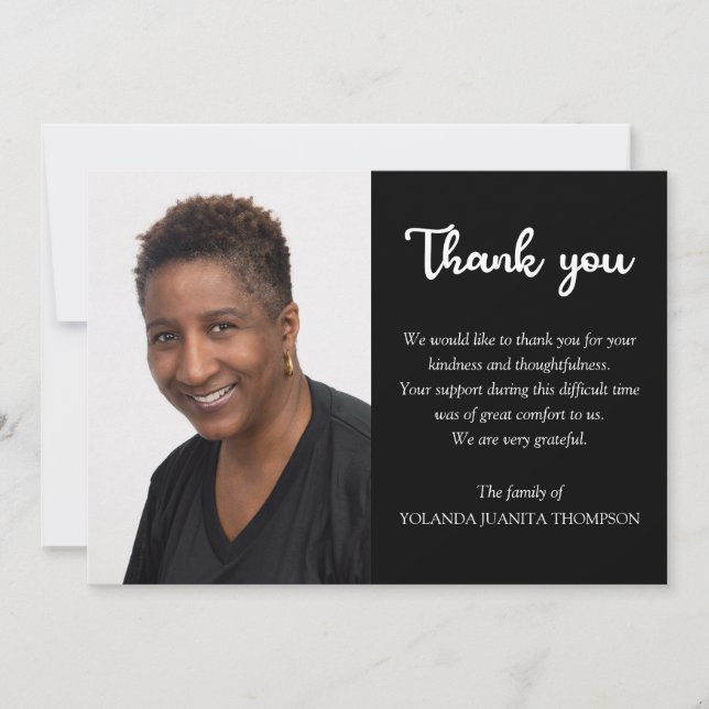 Enkelt fotobereavement-minnesmärke för begravnings tack kort (Framsida)