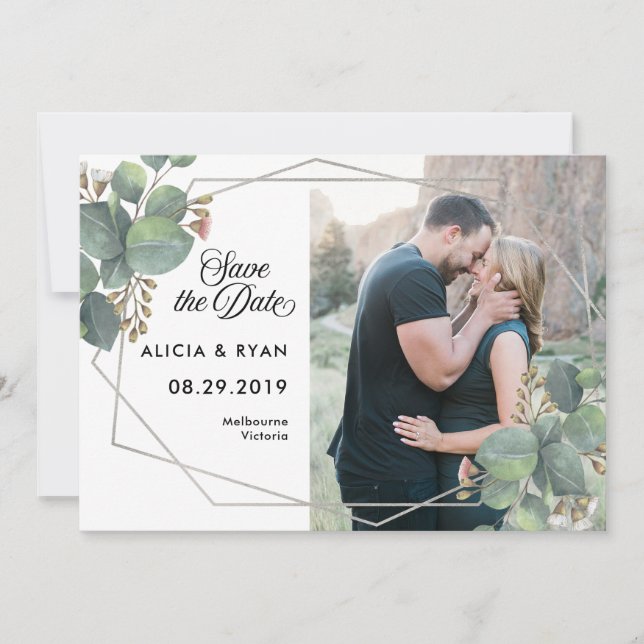 Enkelt fotoeukalyptus geo ram sparar datumet spara datumet (Framsida)