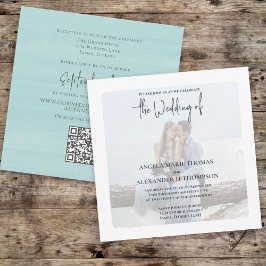 Enkelt fotofärgat Elegant turkos QR-kod OSA över h Inbjudningar