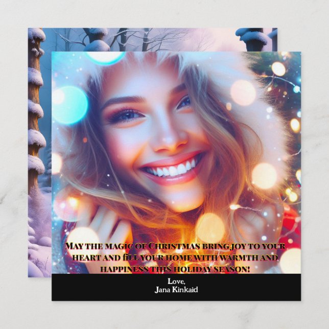 Enkelt fotopatkort, julkort för Elegant Inbjudningar (Fram/baksida)