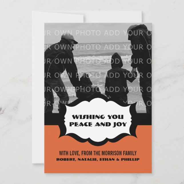 Enkelt fotopatkort, Orange Julkort (Framsida)