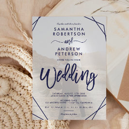 Enkelt fotoskript bröllop i ram inbjudningar