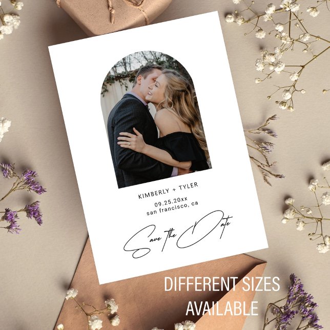 Enkelt fotoskript för elegant bröllop spara datum anteckningskort (Skapare uppladdad)