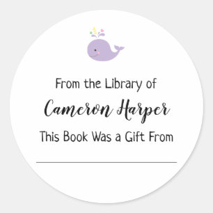 Enkelt från Bibliotek i bokplattan, Lila Whale Runt Klistermärke