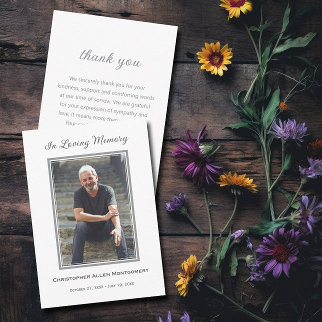 Enkelt funktionsfotosympatiminne anteckningskort (Simple funeral photo sympathy memorial flat note cards)