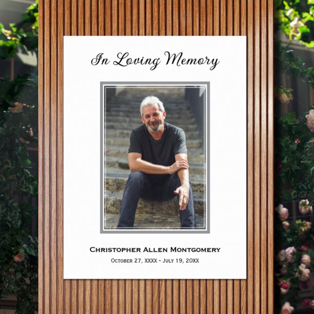 Enkelt funktionsfotosympatiminne poster (Simple funeral photo In Loving Memory In Loving Memory poster, PRINTED and/or INSTANT DOWNLOAD)