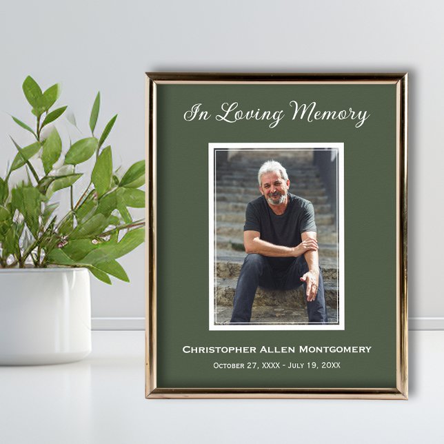 Enkelt funktionsfotosympatiminne poster (Funeral photo memorial poster, PRINTED and/or INSTANT DOWNLOAD (frame not included))
