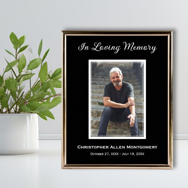 Enkelt funktionsfotosympatiminne poster (Funeral photo memorial poster, PRINTED and/or INSTANT DOWNLOAD (frame not included))