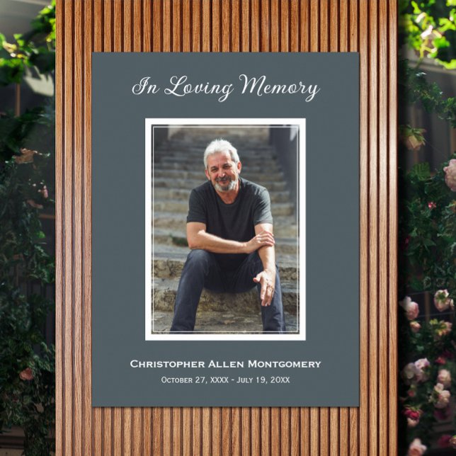 Enkelt funktionsfotosympatiminne poster (Funeral photo memorial poster, PRINTED and/or INSTANT DOWNLOAD, choose your size when ordering)