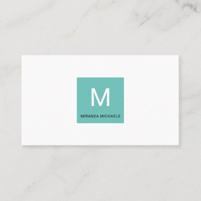 Enkelt fyrkantsmonongram QR och Namn-kontaktkort Visitkort (Framsida)