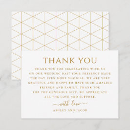 Enkelt geometriskt bröllop. Elegant modern ren Tack Kort