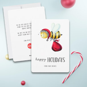 Enkelt Glad helg Santa Bee Apiary Business Julkort