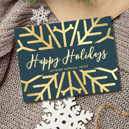 Enkelt Glad helg snowflake guld blue business Tack Kort