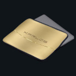 Enkelt, glansigt faux guld-design laptop fodral<br><div class="desc">Elegant Faux guld-bakgrund accentuerad med glansig guld rand. Valfritt monogram.</div>
