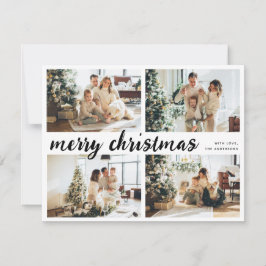 Enkelt God jul Calligraphy 4 Family Photo Julkort
