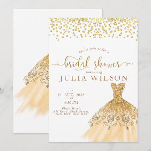 Enkelt golden foil glitter gräns möhippa inbjudningar