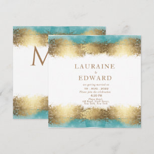 Enkelt golden foil och akvblått gräns minimalistis