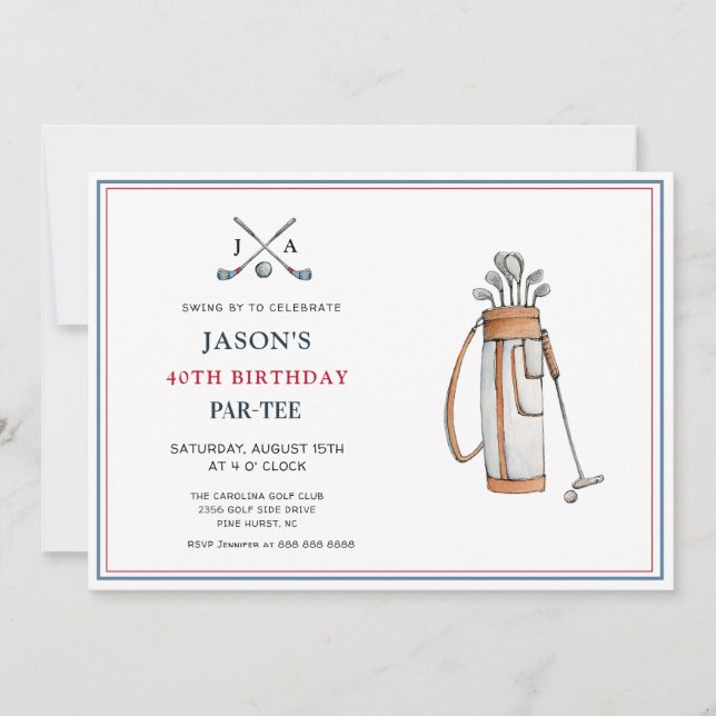 Enkelt Golf Thated PAR- TEE Birthday Inbjudningar (Framsida)