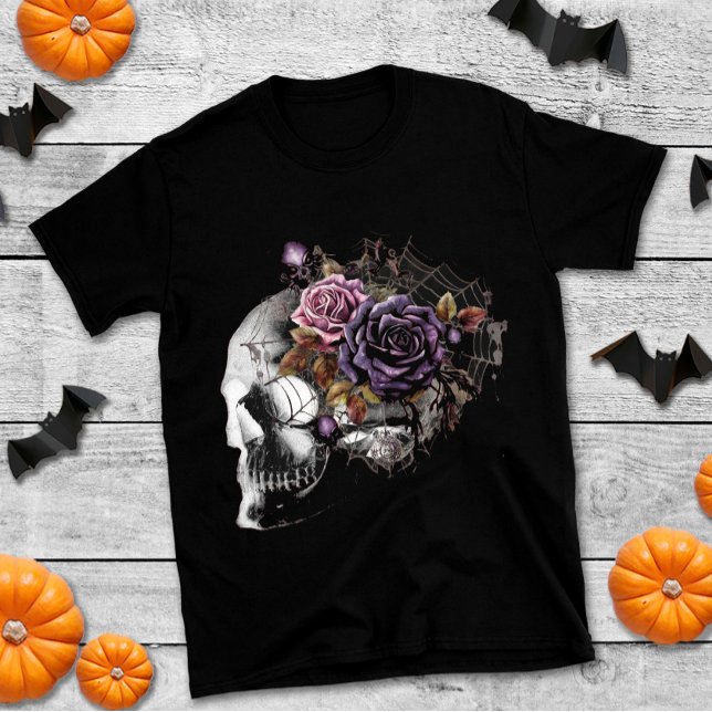 Enkelt gotskt ro och skalle Halloween fest T Shirt (Skapare uppladdad)