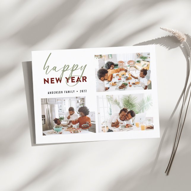 Enkelt Gott nytt år Calligraphy Photo Helgdag Vykort (Skapare uppladdad)