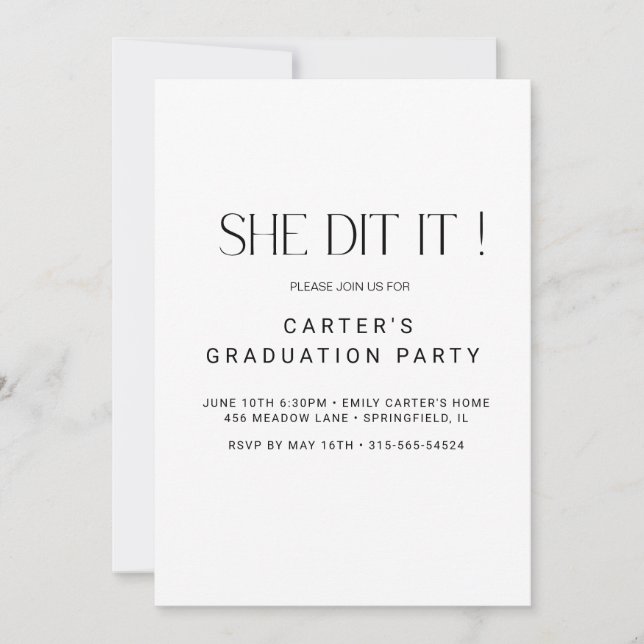 Enkelt grå chic,Elgante Minimalist svart och vitt Inbjudningar (Framsida)