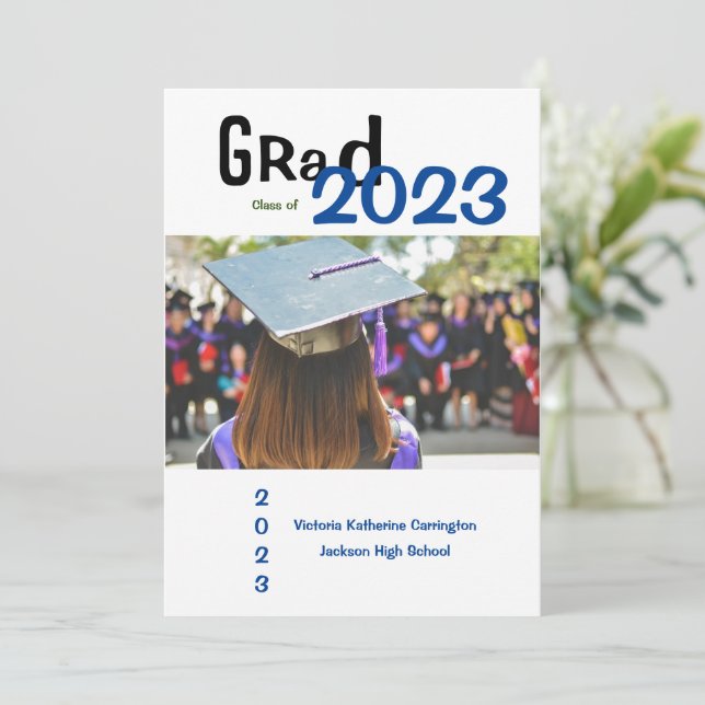 Enkelt GRAD Foto Namn-år Studenten Meddelande (Stående Fram)