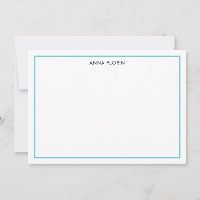 Enkelt Gräns Teal Note Card Anteckningskort (Framsida)
