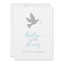 Enkelt grått duva med akvblått band bröllop