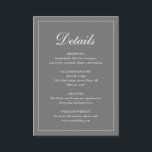 Enkelt Grått Formal Traditional Elegant bröllop Tilläggskort<br><div class="desc">Kortet stil grått/grått bröllop med enkel utformning med "Detaljer" i elegant-kalligrafi inuti ett tunt gräns. Med mallen kan du  viktig information om din speciella dag. Den här klassiska designen är perfekt för ett formellt bröllop.</div>