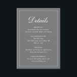 Enkelt Grått Formal Traditional Elegant bröllop Tilläggskort<br><div class="desc">Kortet stil grått/grått bröllop med enkel utformning med "Detaljer" i elegant-kalligrafi inuti ett tunt gräns. Med mallen kan du  viktig information om din speciella dag. Den här klassiska designen är perfekt för ett formellt bröllop.</div>