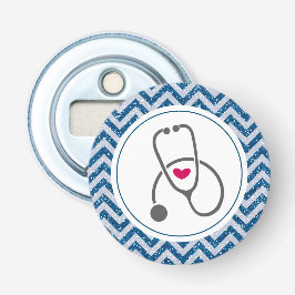 Enkelt Grått-halande stetoscope på Blue Chevron Flasköppnare