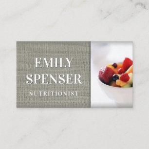 Enkelt Grått Linen Nutritionist-Affärskort Visitkort