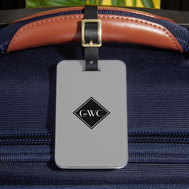 Enkelt Grått Monogram-Anpassningsbar Bagagebricka (Framsida Insitu 2)