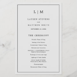 Enkelt Grått Monogram Elegant bröllop-program Flygblad