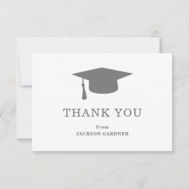 Enkelt Grått Mortar Board Modern Studenten Tack Kort
