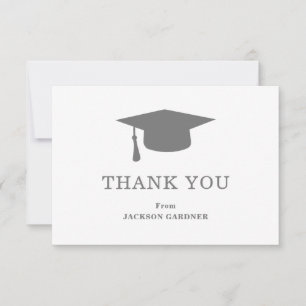 Enkelt Grått Mortar Board Modern Studenten Tack Kort