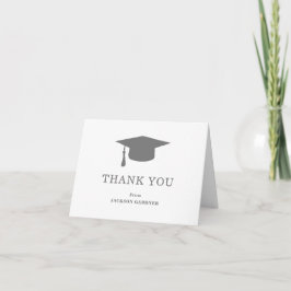 Enkelt Grått Mortar Board Modern Studenten Tack Kort